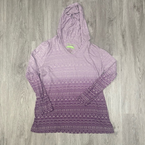 Earth Yoga Tops - Women’s XXL Earth Yoga Long Sleeve Hooded T-Shirt Organic Cotton Sustainable